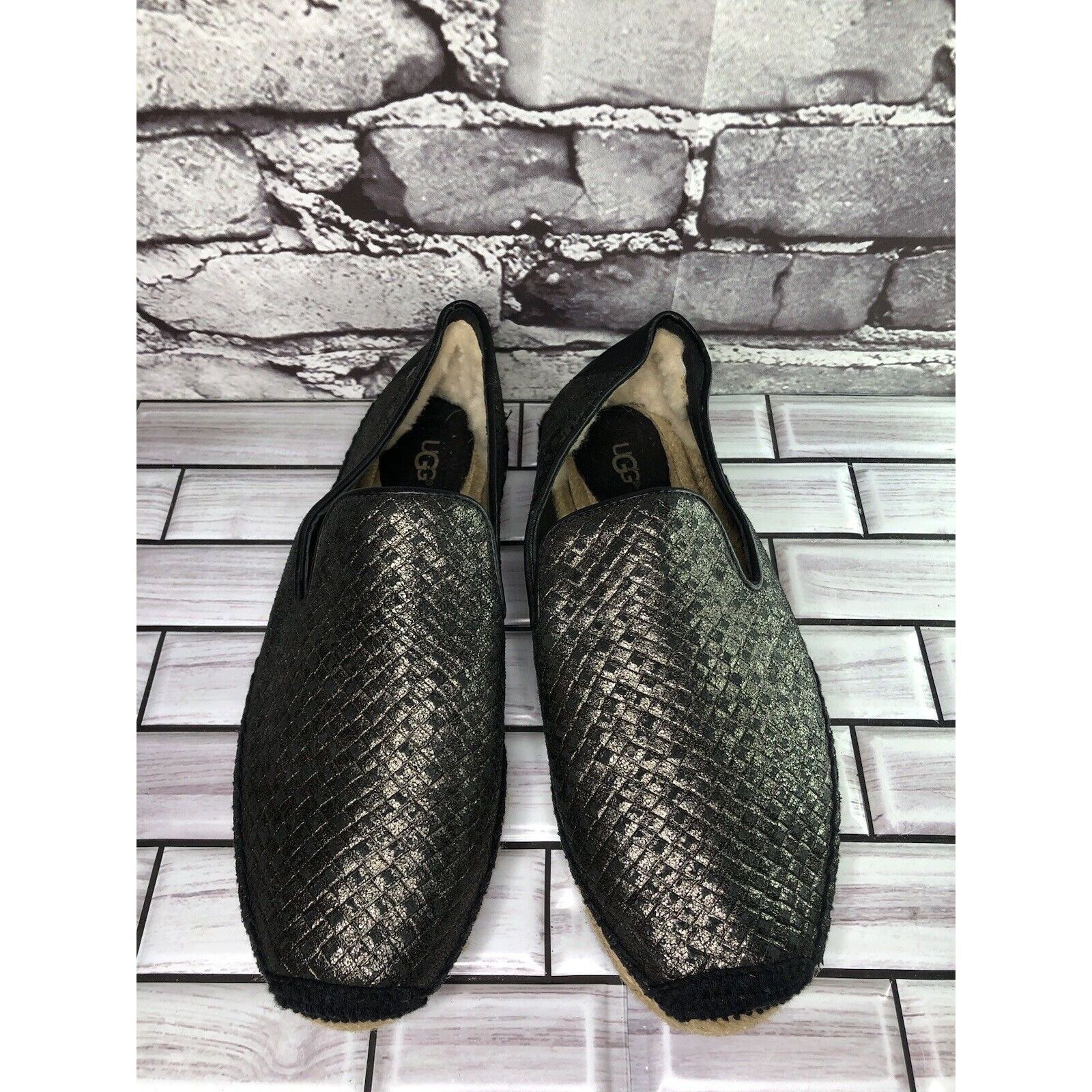 Ugg UGG Australia Sandrinne Black Metallic Basket Espadrilles Sh Size US 9 / IT 39 - 2 Thumbnail