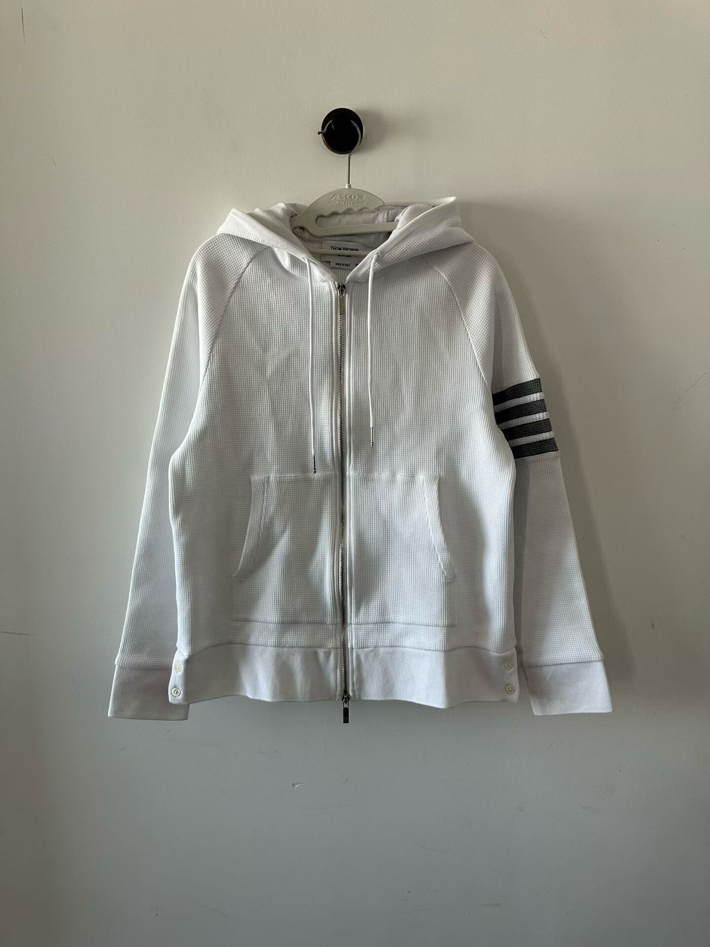 Thom Browne Thom Browne White Waffle Zip Hoodie Size US L / EU 52-54 / 3 - 1 Thumbnail