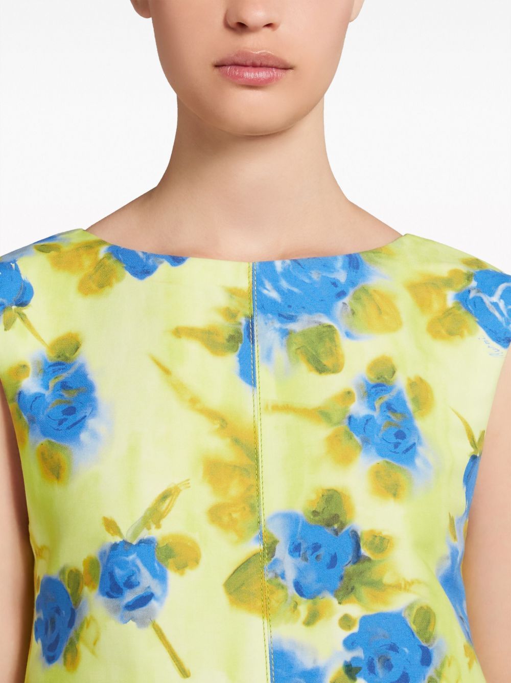 Marni o1w1db10125 Floral Print Cotton Midi Dress in Multicolor Size S / US 4 / IT 40 - 5 Thumbnail