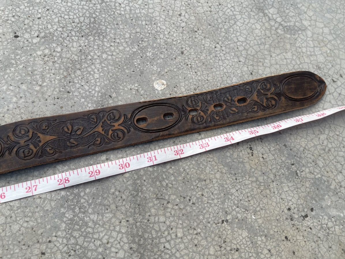 Genuine Leather Men Crafted Leather Belt W32-33 Made in Japan Size 32 - 7 Thumbnail