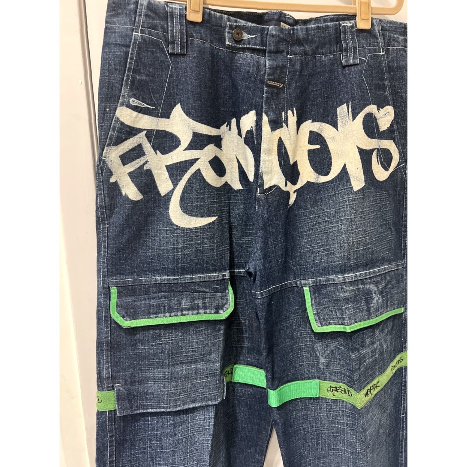 Denime VINTAGE Girbaud Jeans Denim Spellout Graffiti 90s Wide-Leg Size 38 Blue Men's Regular 38in Inseam Distressed Rare Size US 38 / EU 54 - 3 Thumbnail