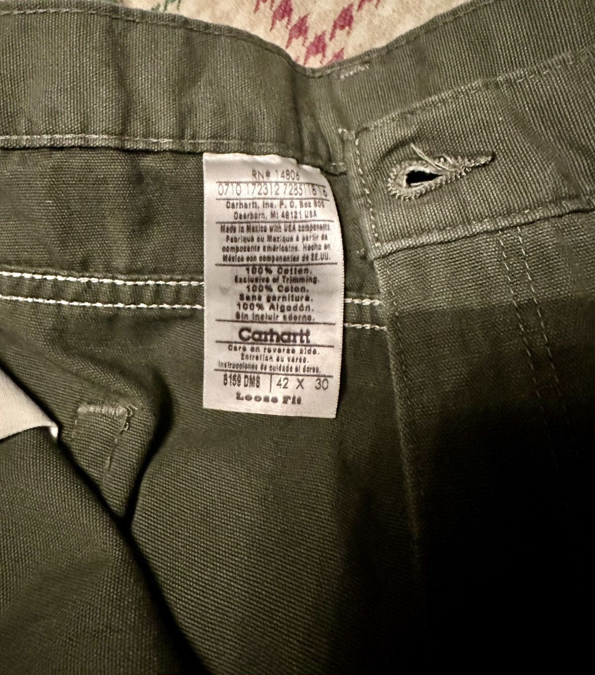 Carhartt Vintage Carhartt loose fit pants -Olive 42x30 Size US 42 / EU 58 - 4 Thumbnail