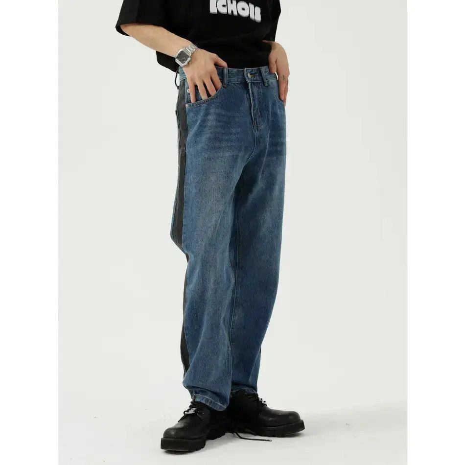 Japanese Brand Retro loose straight leg casual patchwork jeans Size US 32 / EU 48 - 1 Thumbnail