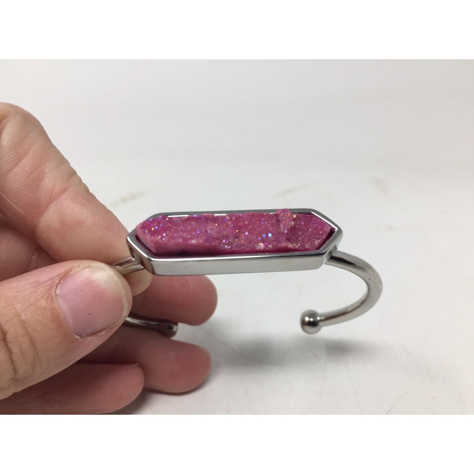 Other Kinsley Armelle Pink Blush Quartz Silver Ion Plated Bangle Size ONE SIZE - 10 Thumbnail