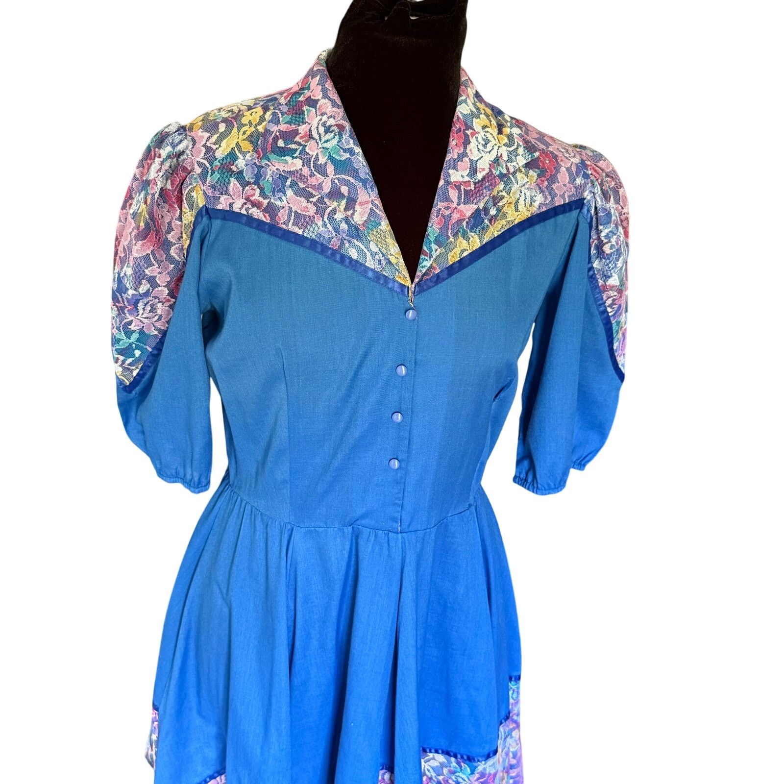 Vintage Vintage 60’s Jeri Bee Blue Purple Square Dancing Dress Med L Size M / US 6-8 / IT 42-44 - 10 Thumbnail