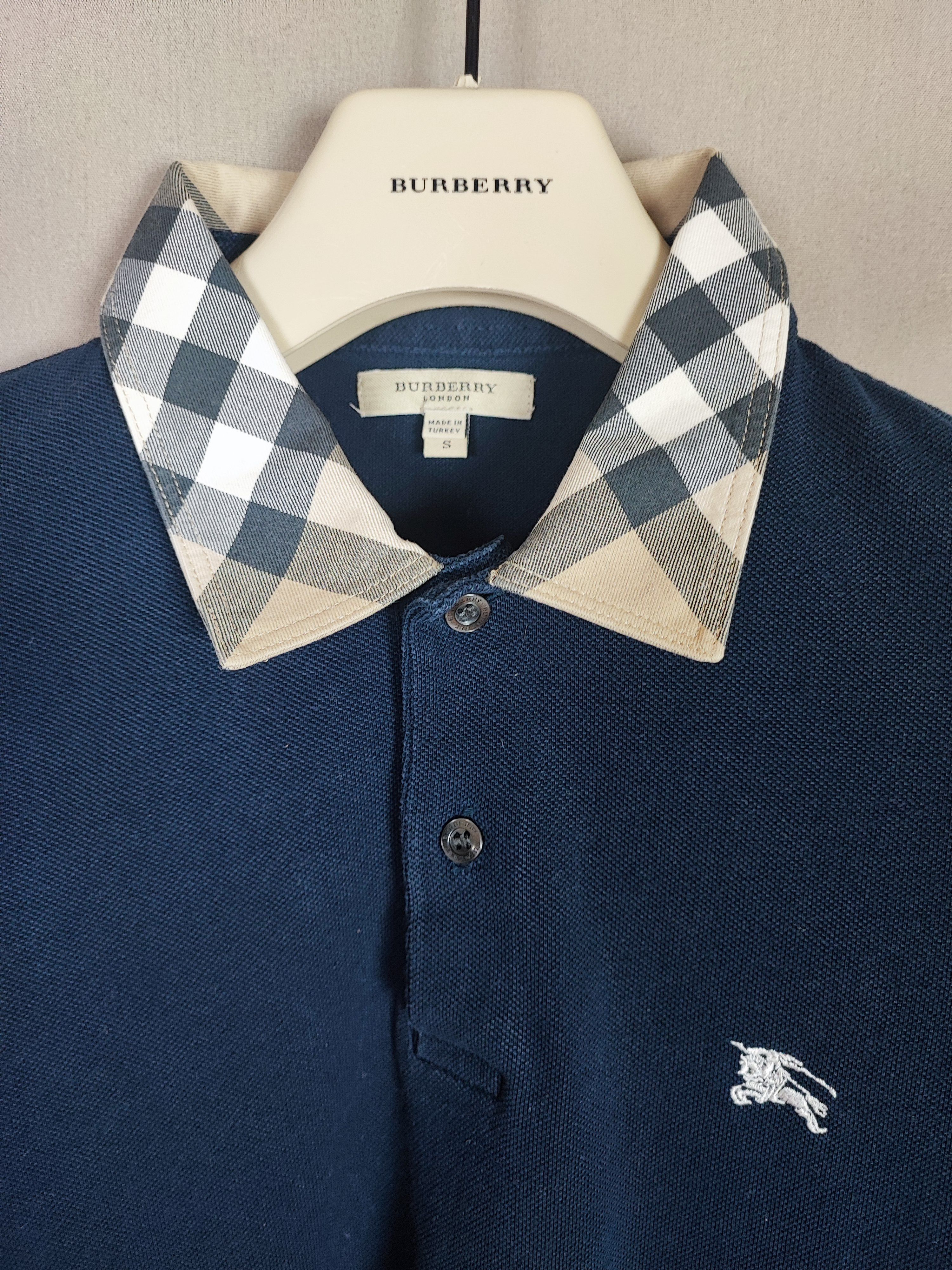 image of Burberry Polo Shirt S Blue, Men's (Size Small)