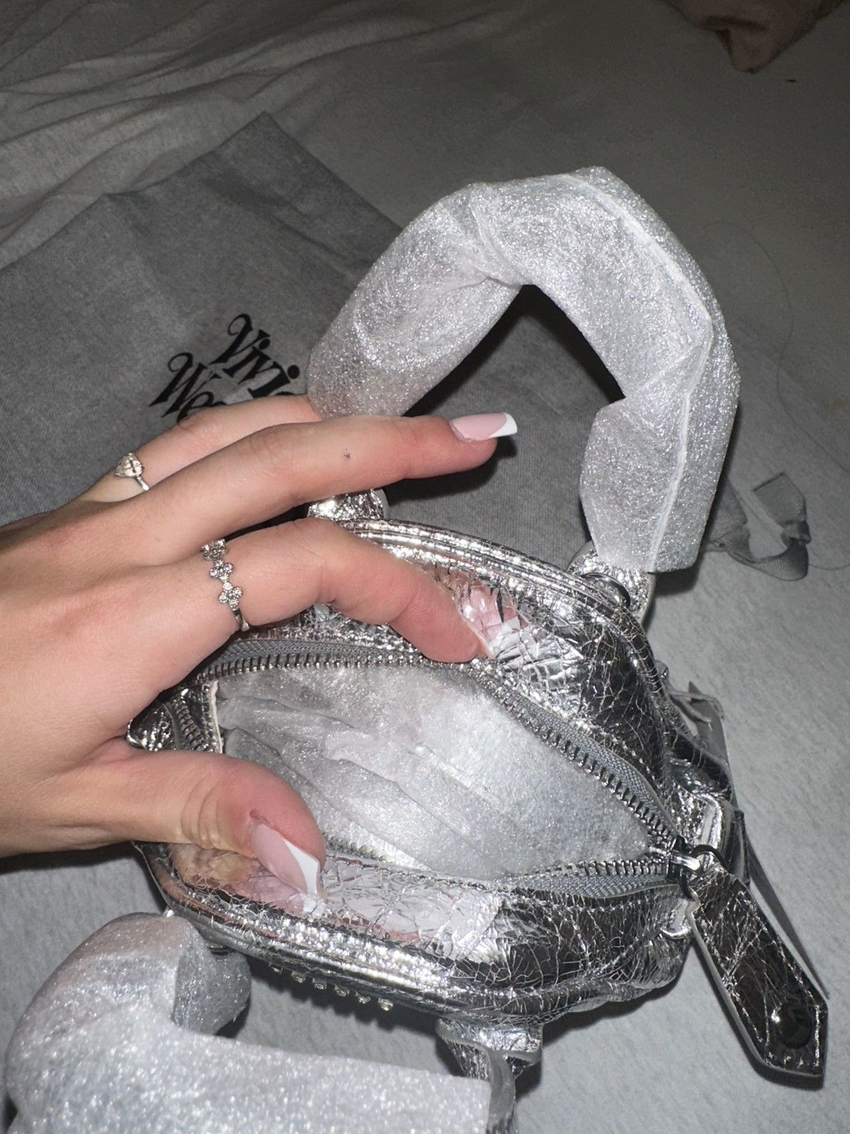 Vivienne Westwood MINI YASMINE - HANDBAG - SILVER Size ONE SIZE - 3 Thumbnail