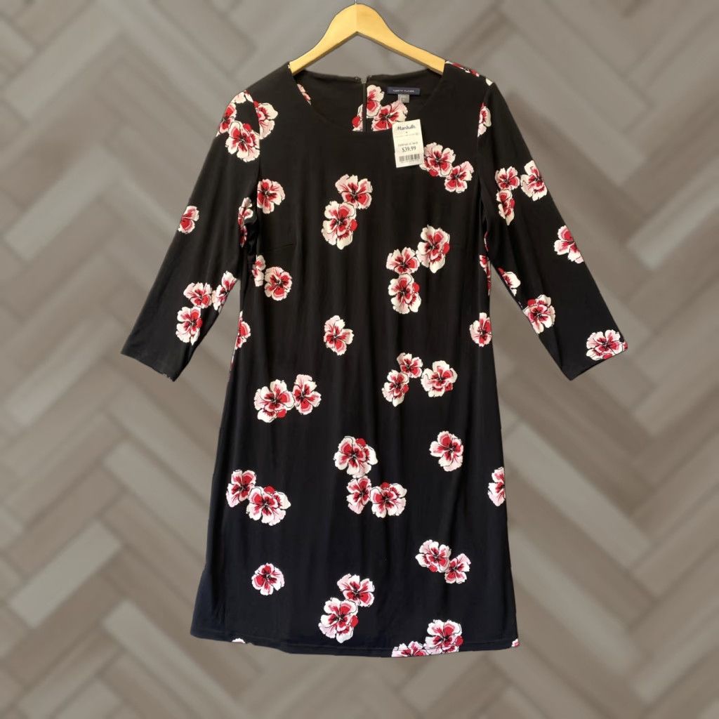 Tommy Hilfiger TOMMY HILFIGER Womens Floral Dress Size 12 Black Knee Length NWT Size XL / US 12-14 / IT 48-50 - 1 Thumbnail