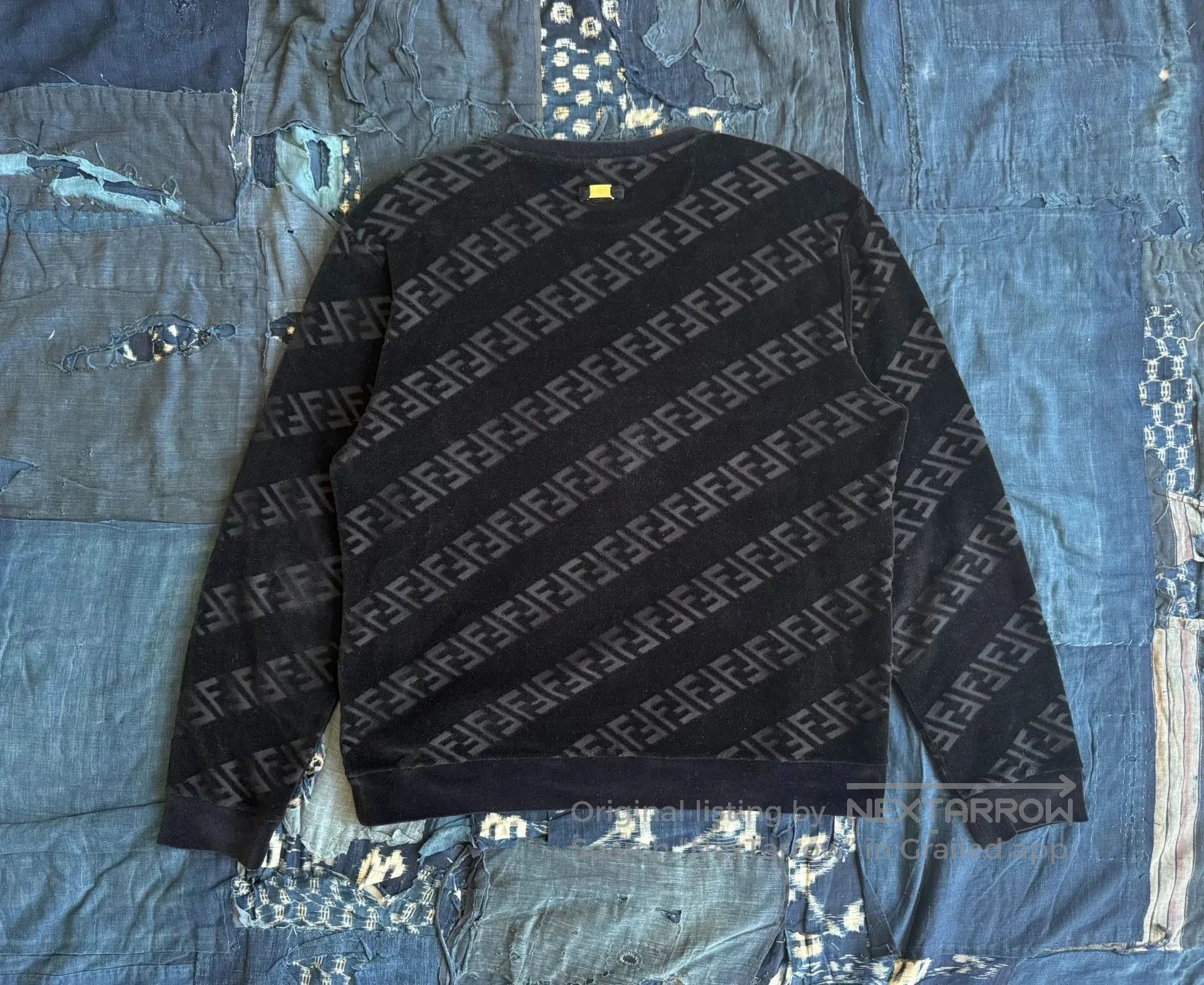 Fendi Fendi Black Velvet FF Print Pullover Hoodie. Size US XL / EU 56 / 4 - 2 Thumbnail