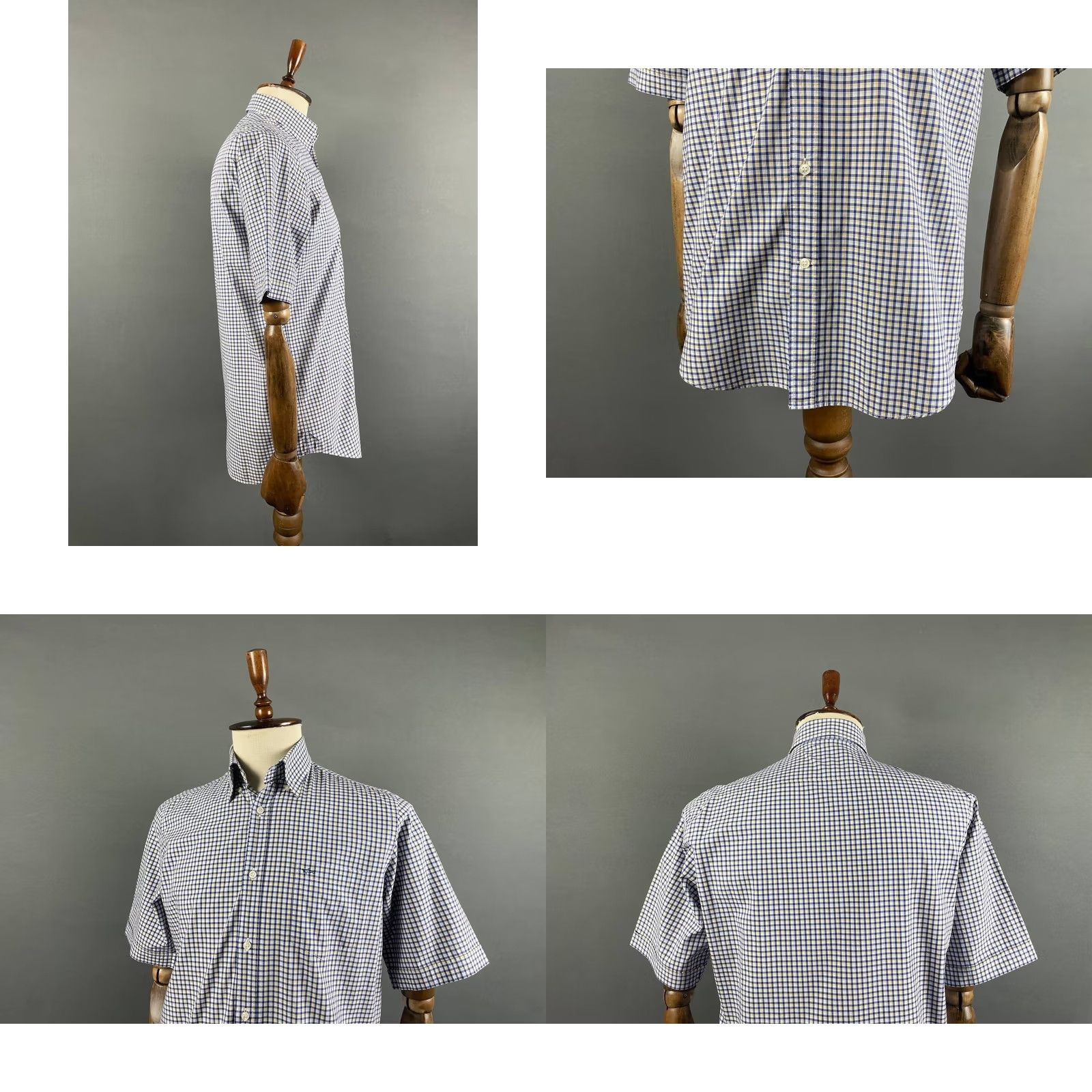 Paul & Shark Paul & Shark Button-Up Shirt Mens Blue Plaid Short Sleeve Size M Regular Collar-Down Yachting Casual, Business, Formal, Travel Size US M / EU 48-50 / 2 - 8 Thumbnail