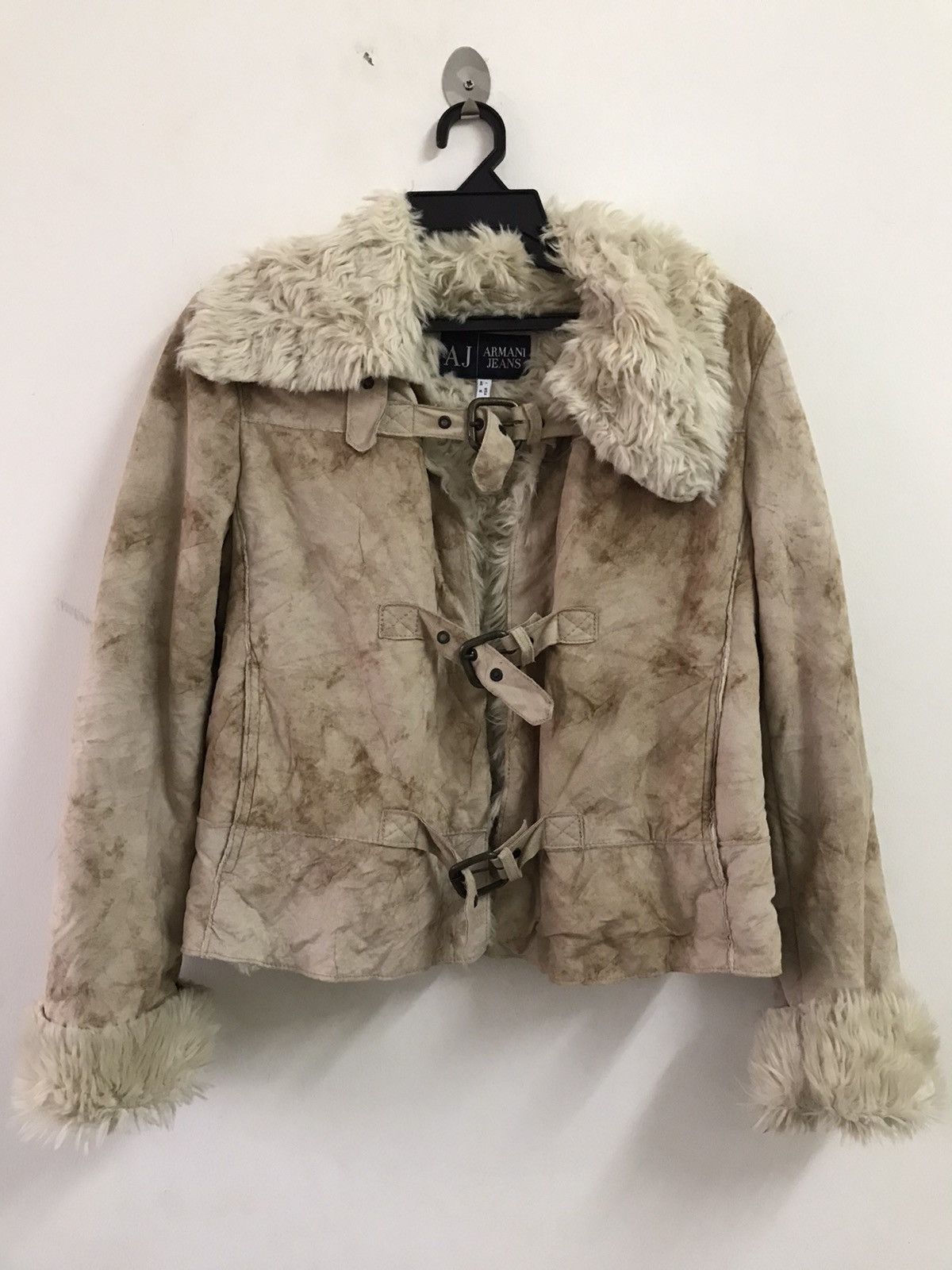 Armani Vintage Armani Suede Leather jacket With Faux Fur Collar Size S / US 4 / IT 40 - 1 Thumbnail