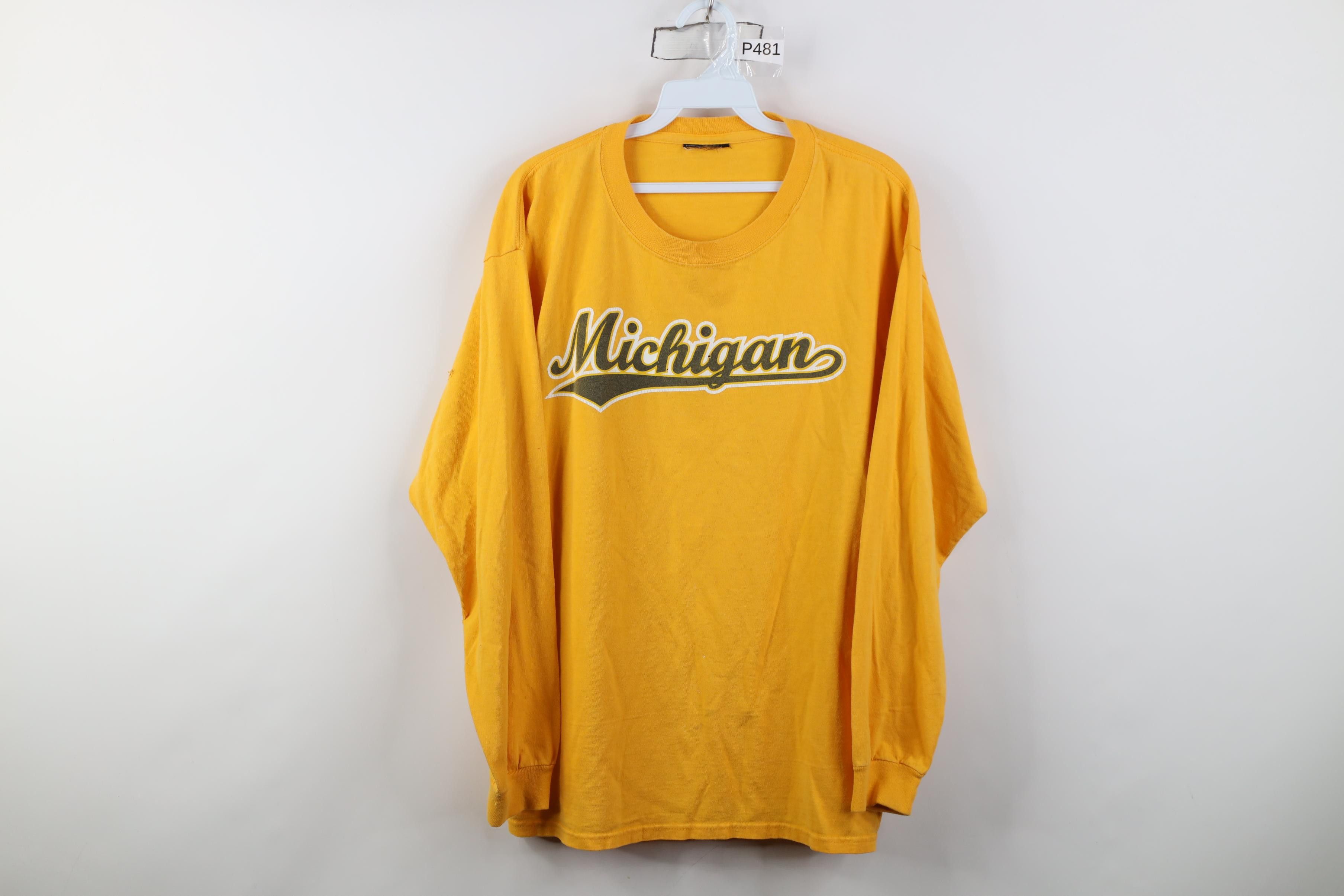 Vintage Vintage 90s Y2K University of Michigan Long Sleeve T-Shirt Size US M / EU 48-50 / 2 - 1 Thumbnail