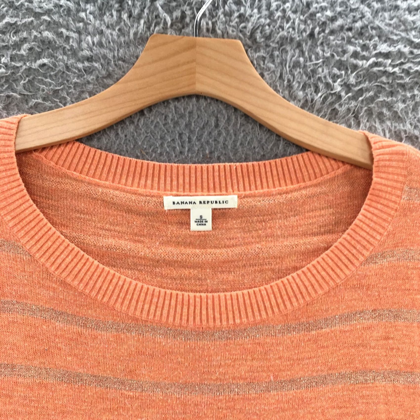 Banana Republic Banana Republic Sweater Womens S Orange Cotton Blend Knit Short Sleeve Crew Neck Pullover Classic Casual Womens Size S / US 4 / IT 40 - 4 Thumbnail