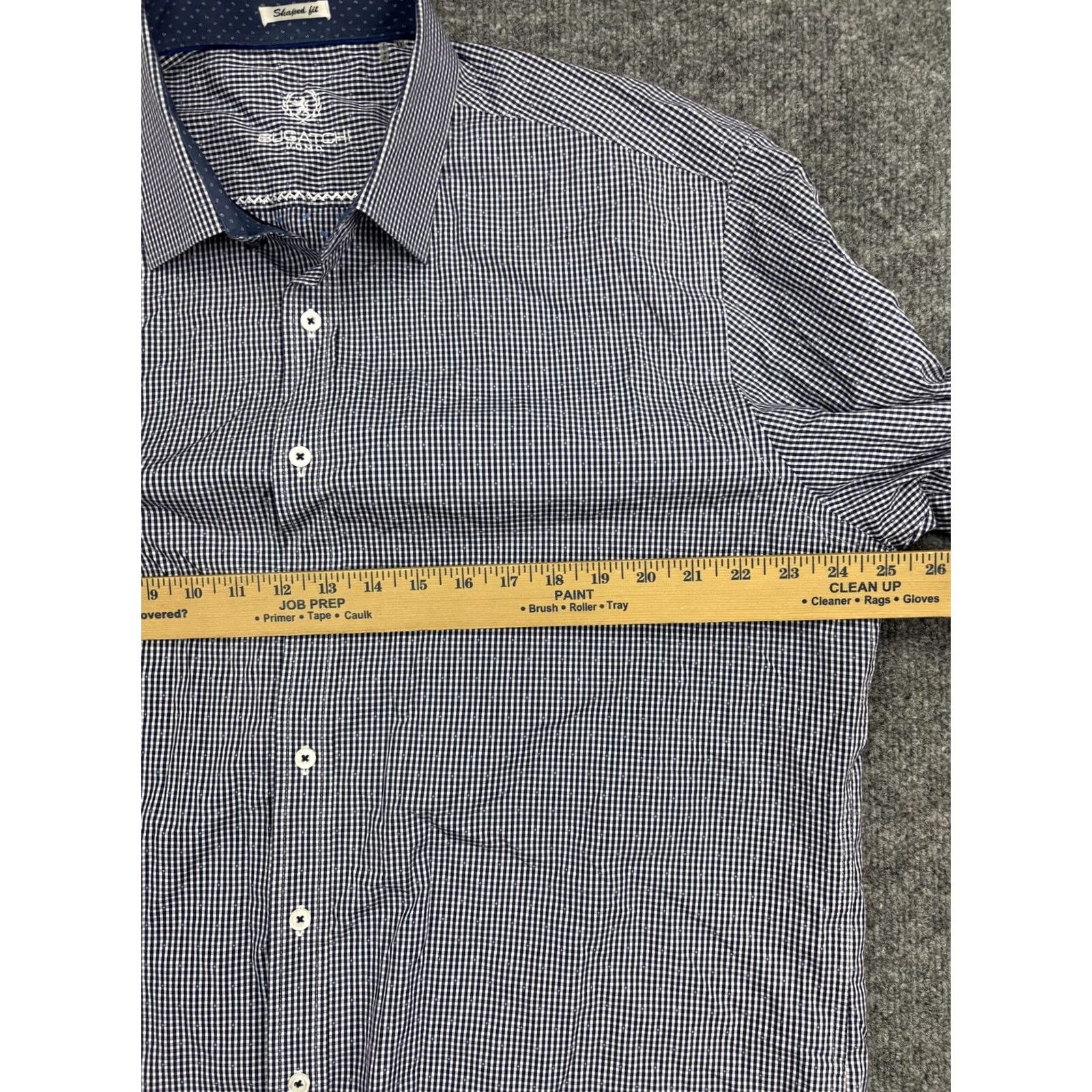 BUGATCHI Bugatchi Shirt Mens 2XL Blue Check Long Sleeve Button Front Cotton Casual Size US XXL / EU 58 / 5 - 6 Thumbnail