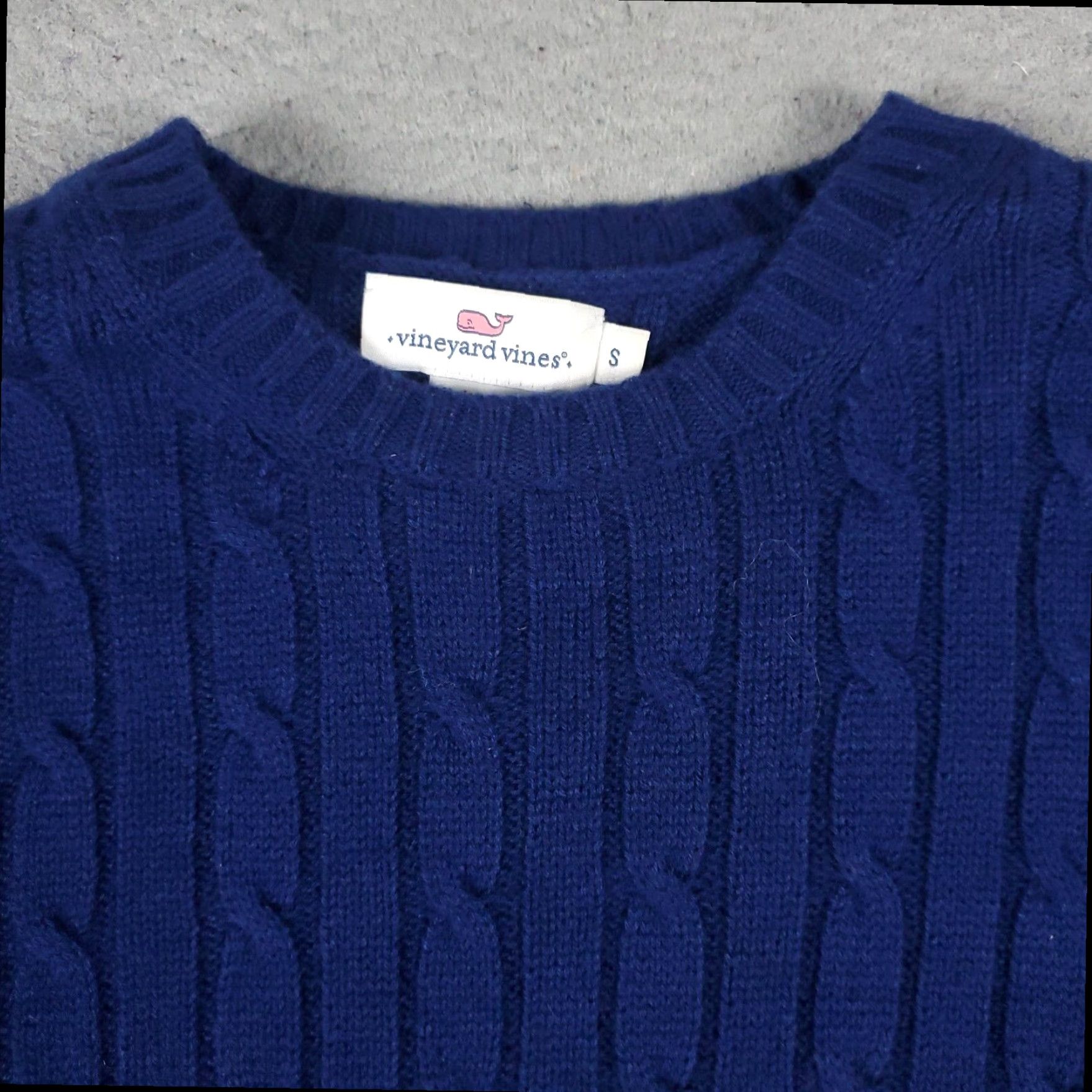 Vineyard Vines Vineyard Vines Blue Cable Knit Sweater Womens Small Long Sleeve Pullover Crew Neck Cotton Size S / US 4 / IT 40 - 2 Thumbnail