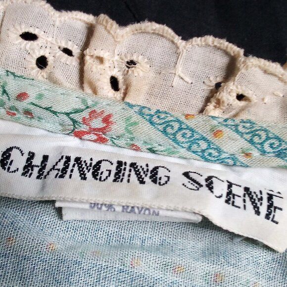 Other Vintage Changing Scene Floral Pearl Snap Lace Collar Shirt Size M / US 6-8 / IT 42-44 - 4 Thumbnail