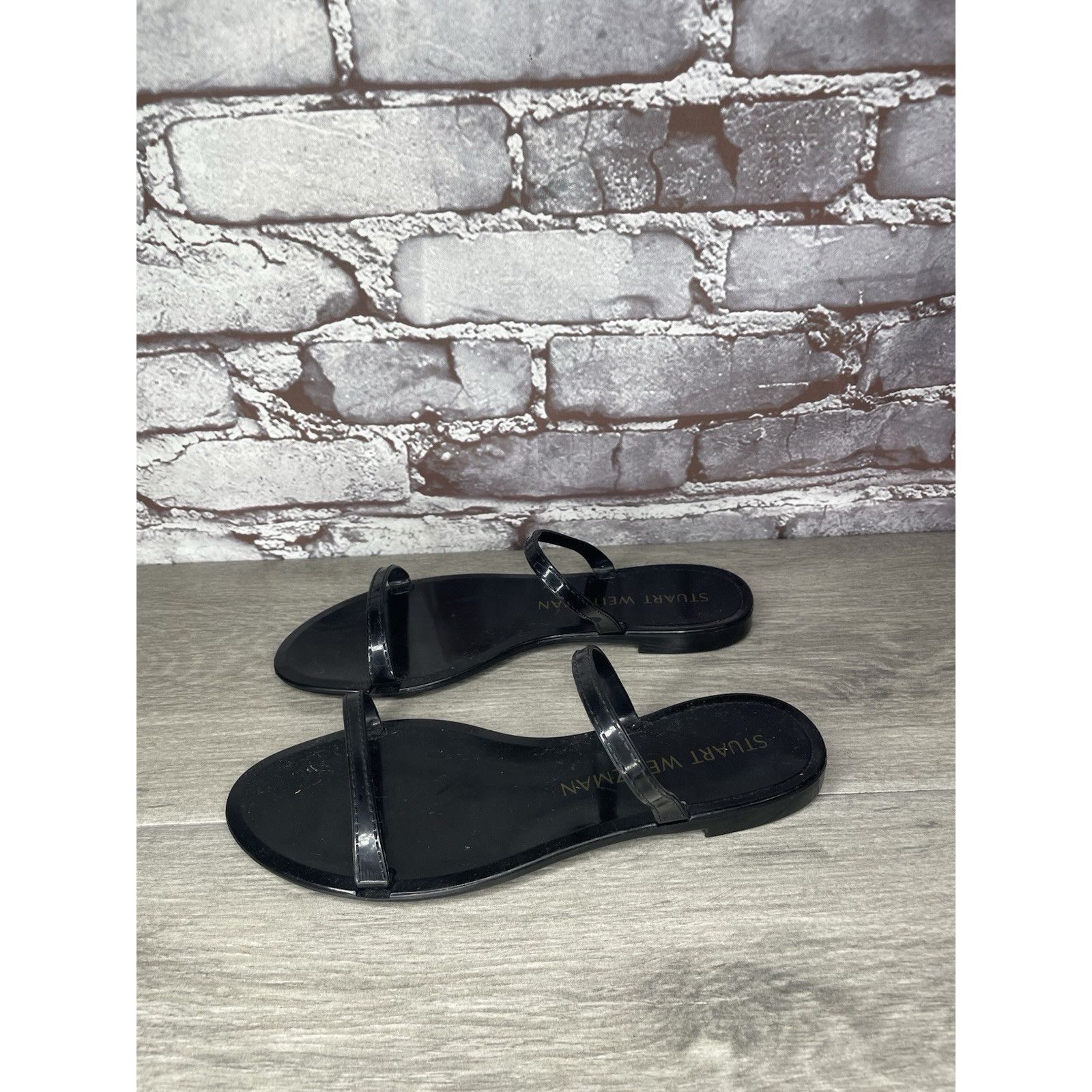 Stuart Weitzman Stuart Weitzman Black Sawyer Jelly Flats Slides Sandals Wome Size US 7 / IT 37 - 6 Thumbnail