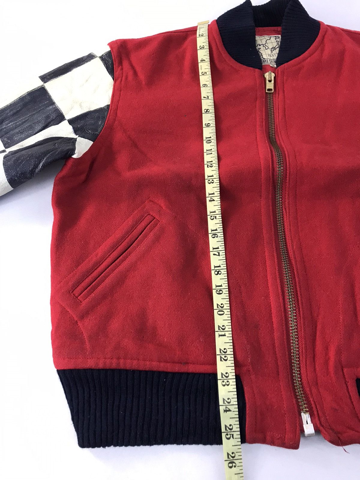 Junko Shimada Junko Shimada Part 2 Varsity Jacket Checked Leather Sleeve Size US L / EU 52-54 / 3 - 10 Thumbnail