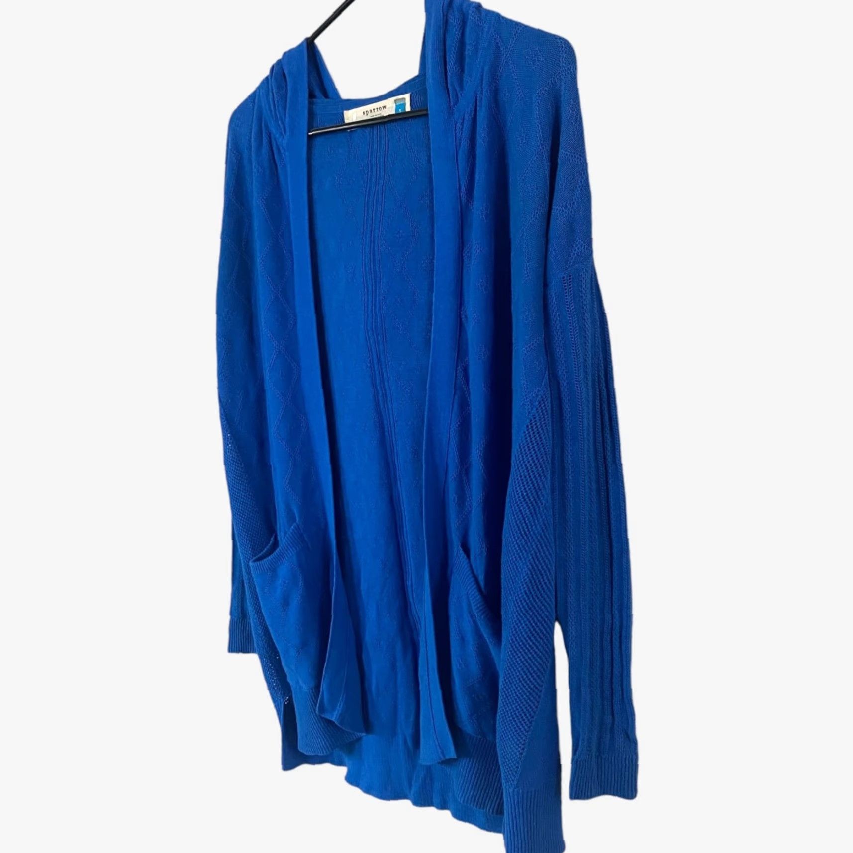 Arrow Sparrow Cardigan Sweater Open Front Drape Linen Blue Women Small Size S / US 4 / IT 40 - 2 Thumbnail