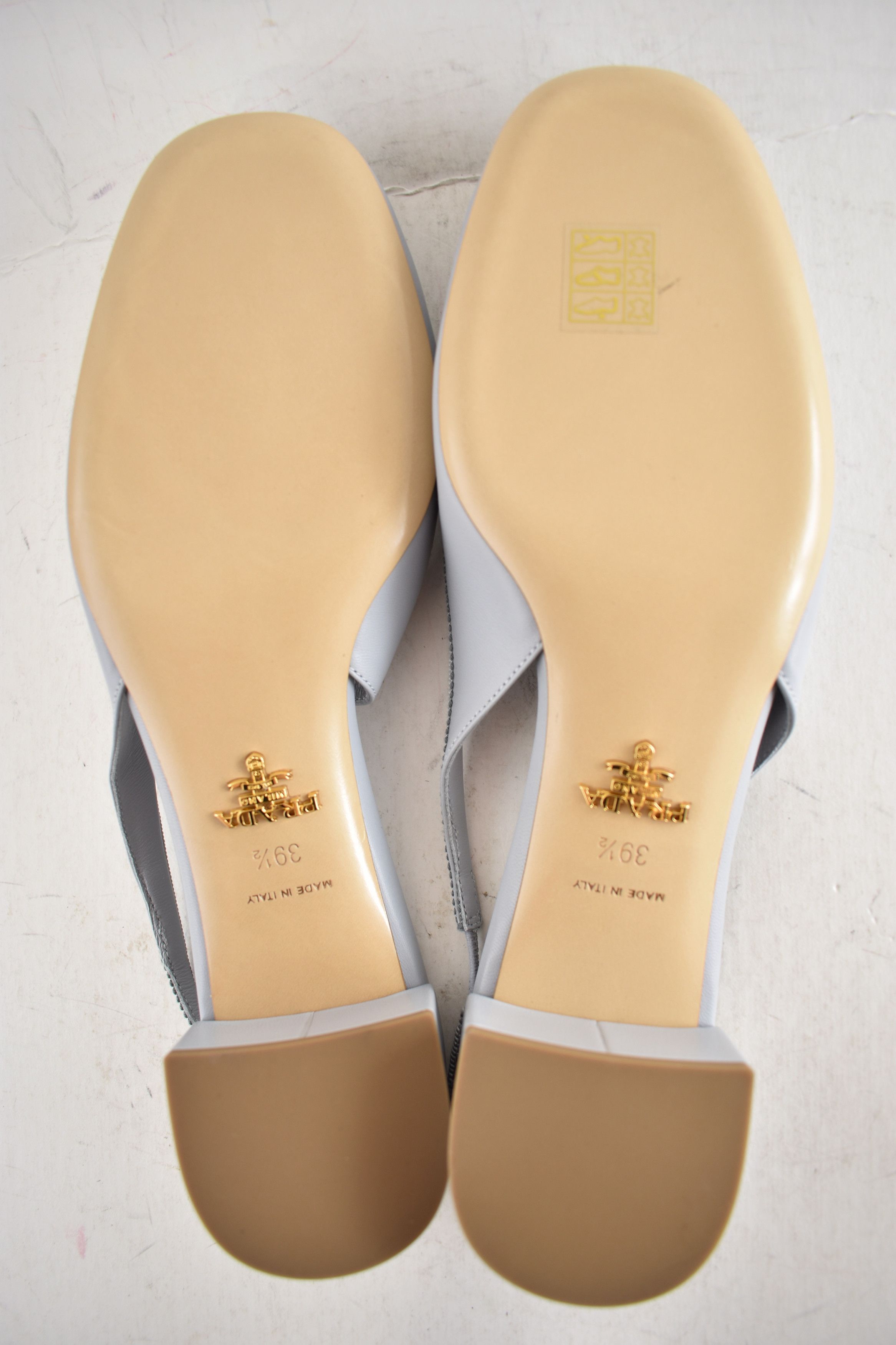 Prada Prada Blue Logo Bow Ballerina Block Heel Slingback Pump 39.5 Size US 9.5 / IT 39.5 - 15 Thumbnail