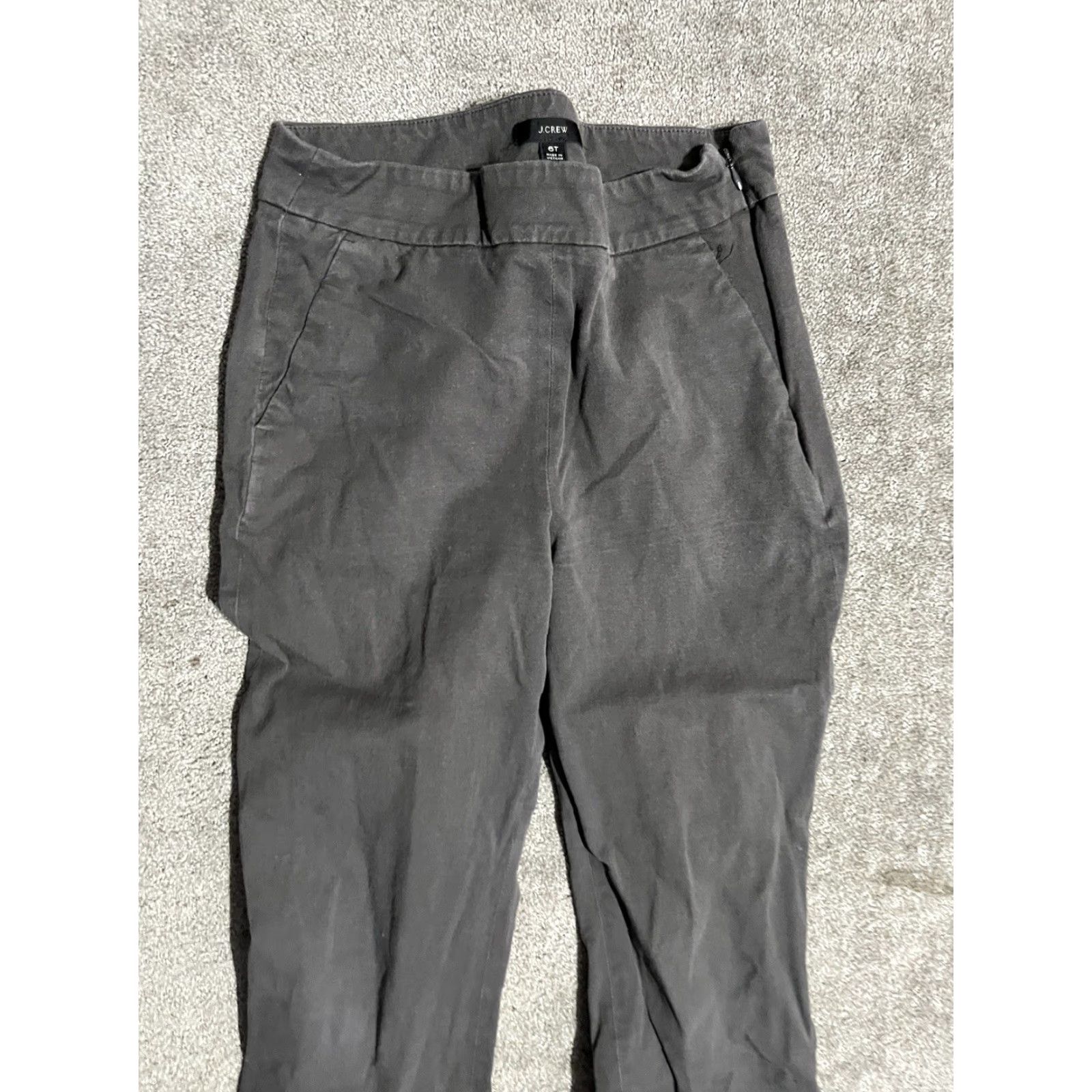 J.Crew J. Crew Factory Jamie Pants Elastic Waist Gray Tapered Leg Ankle 6 Tall Womens Dress Pants Size 28" / US 6 / IT 42 - 2 Thumbnail