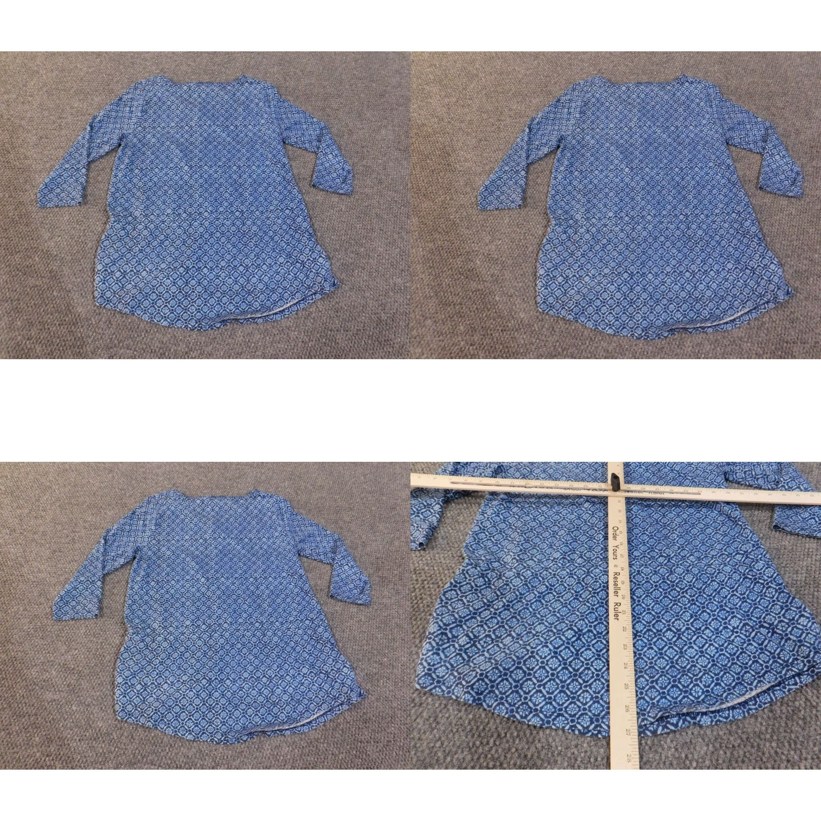 Ralph Lauren Lauren Ralph Lauren Blouse Womens L Blue Geometric Pullover Round Neck Cotton Knit Geometric Pattern Casual Streetwear Basic Size L / US 10 / IT 46 - 8 Thumbnail