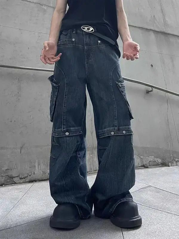 Japanese Brand × Jean Retro heavy duty workwear large pocket wide leg jeans Size US 32 / EU 48 - 2 Thumbnail