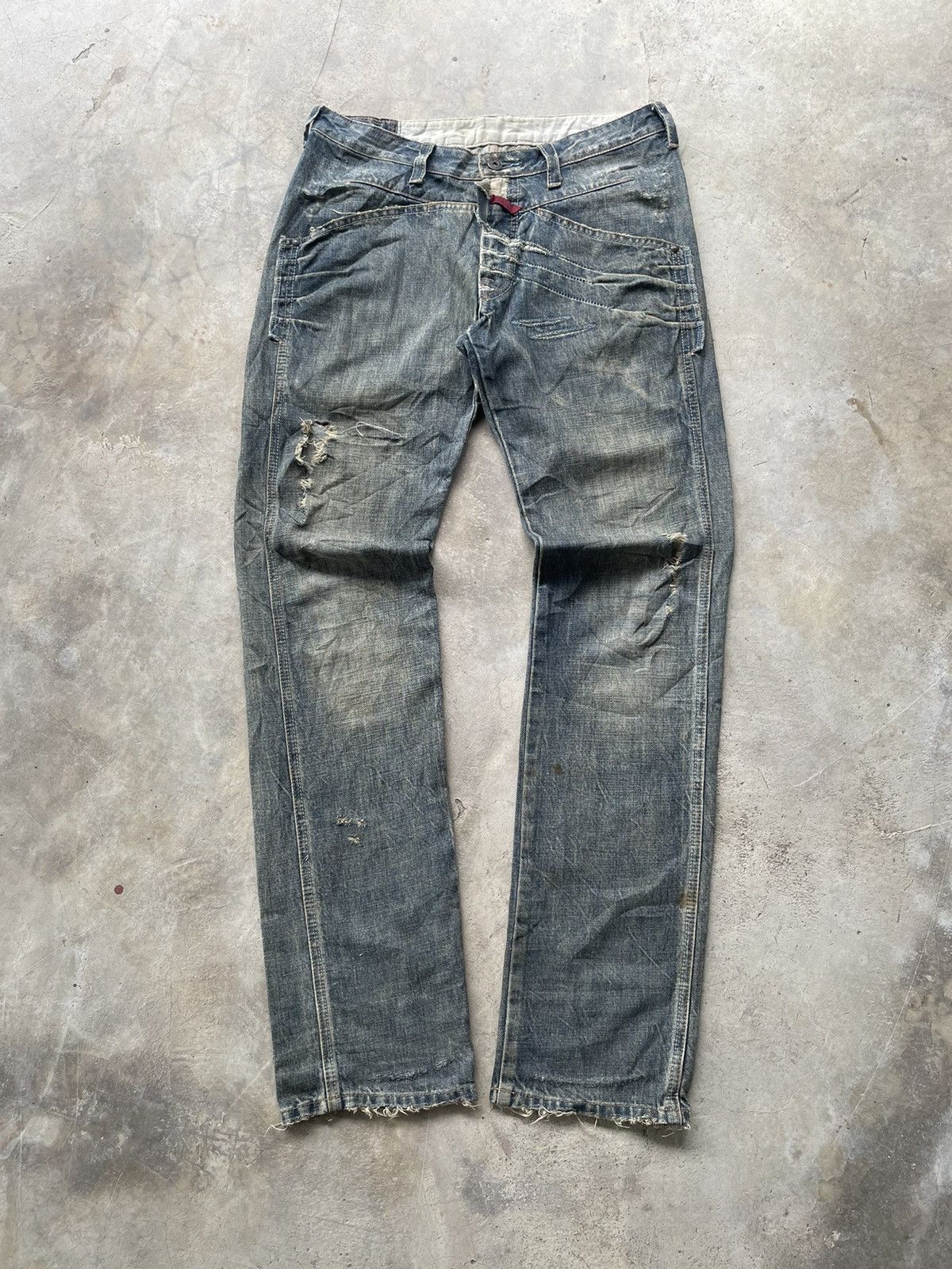 Marithe + Francois Girbaud Marithe Francois Girbaud Vkei Punk Distressed Straight Jeans Size US 32 / EU 48 - 1 Thumbnail