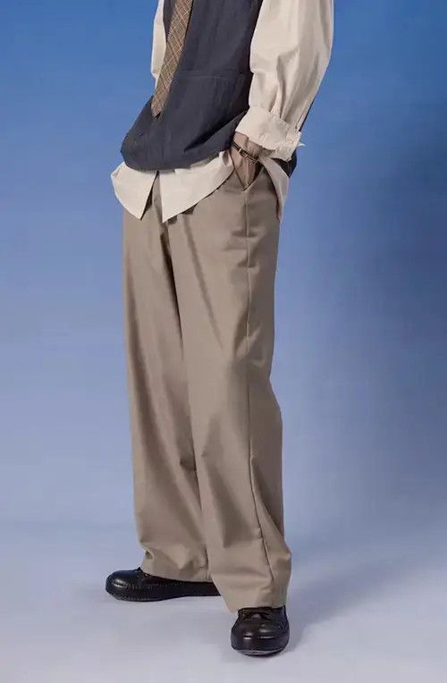 Japanese Brand 20SS Indigo Union Japan Khaki Minimal Relaxed Fit Pants Size US 33 - 4 Thumbnail