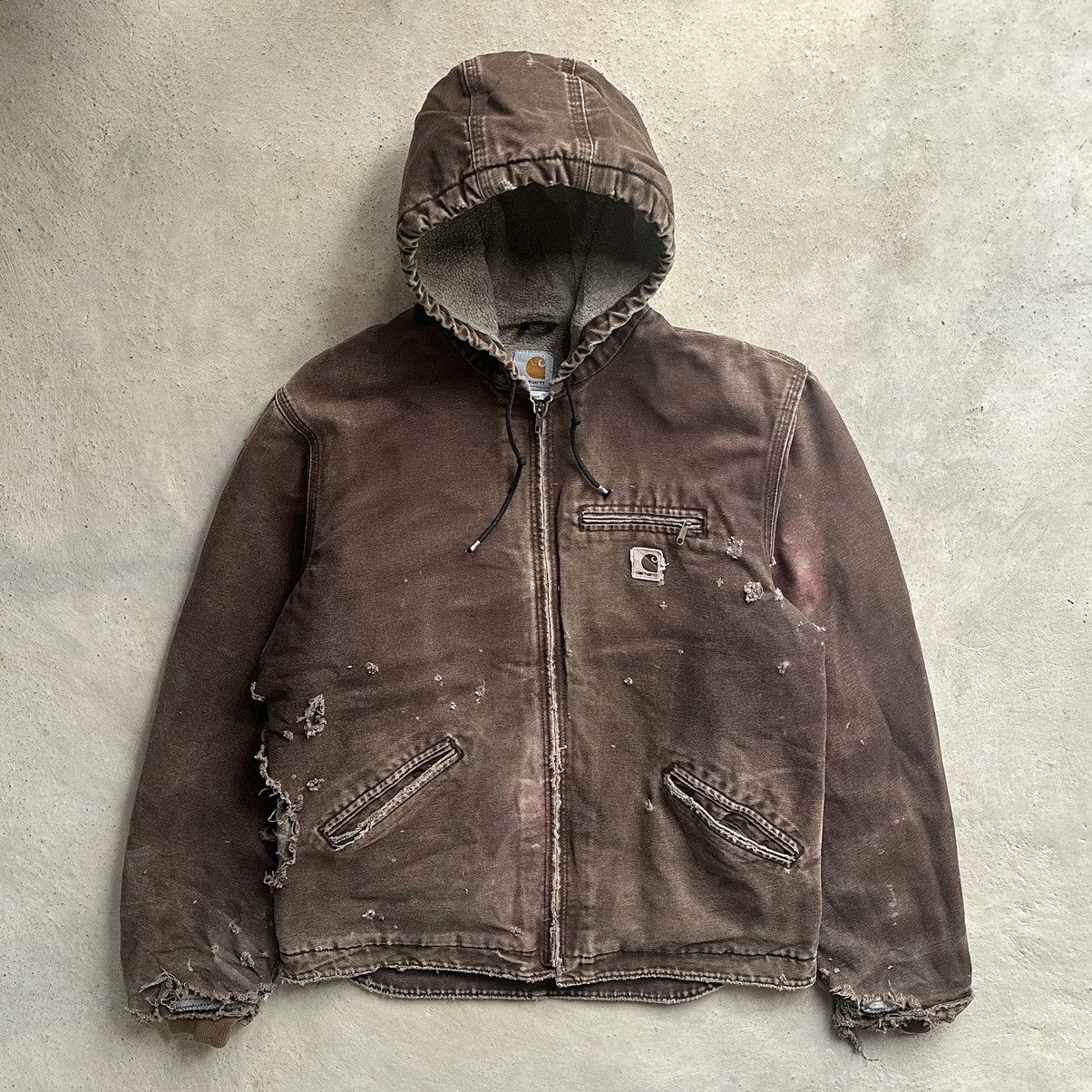 Vintage Crazy Vintage Trashed Carhartt Hooded Jacket J141 DKB Grailed