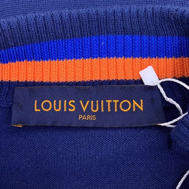 Louis Vuitton Louis Vuitton Dark Blue Striped Wool Half Zip Long Sleeve Size US M / EU 48-50 / 2 - 5 Thumbnail