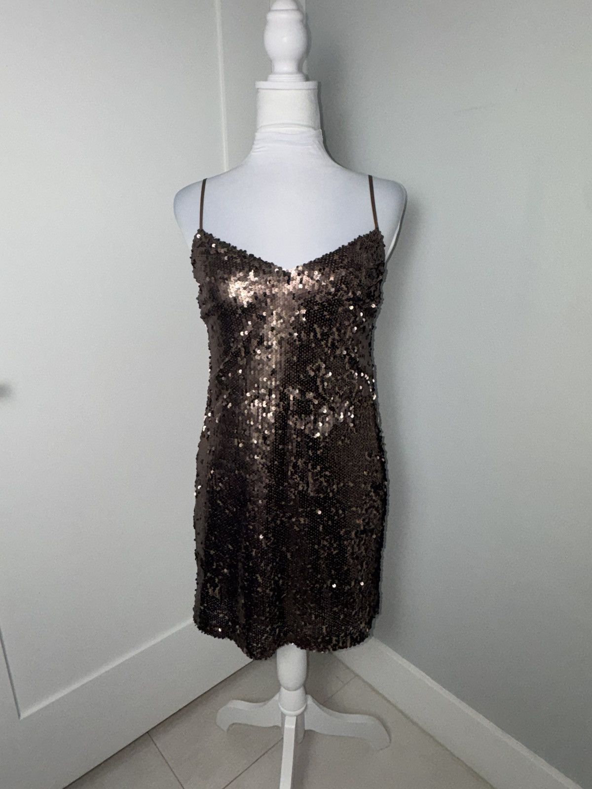 L'AGENCE L’agence Elora Sequin Mini Dress in Rose Gold Copper/Size 0 Size XS / US 0-2 / IT 36-38 - 4 Thumbnail