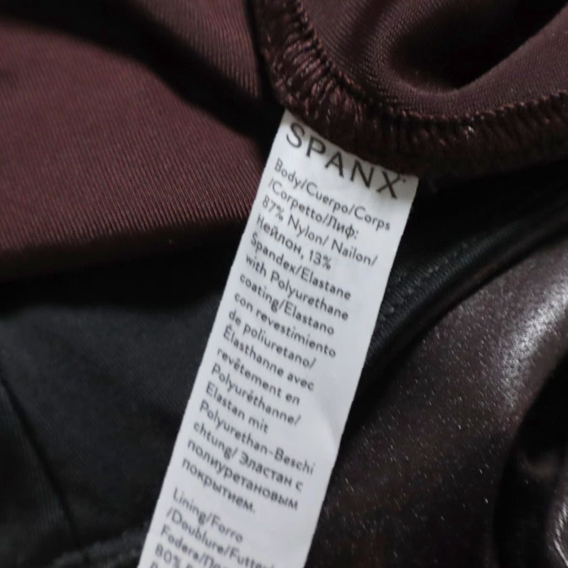 Spanx Spanx High Stretch Faux Leather Nylon Leggings Pants Maroon Women's L Size 36" / US 14 / IT 50 - 6 Thumbnail