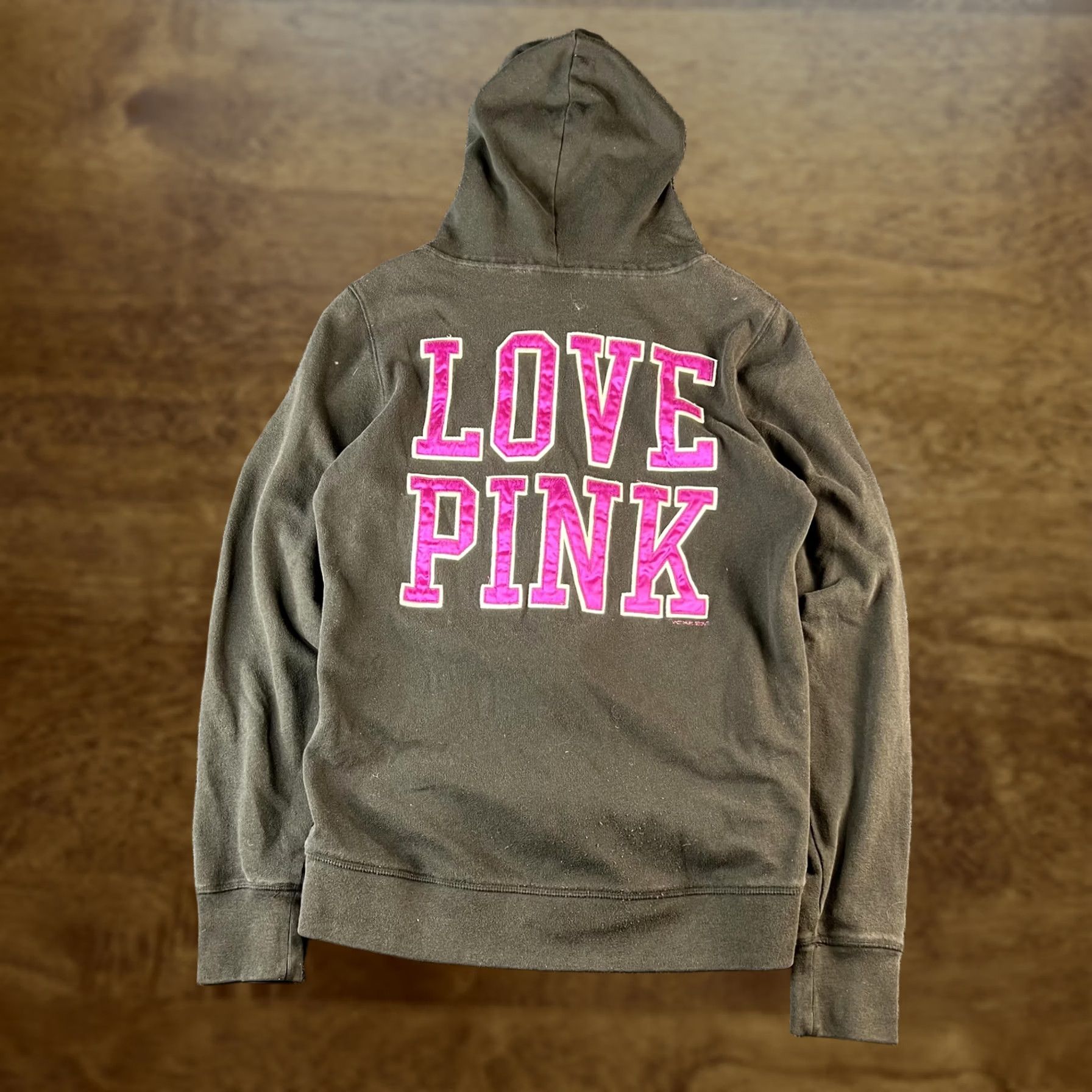 Pinko Victoria's Secret PINK Hoodie Womens Medium Olive Love Pink Zip Up Sweatshirt Size M / US 6-8 / IT 42-44 - 1 Thumbnail