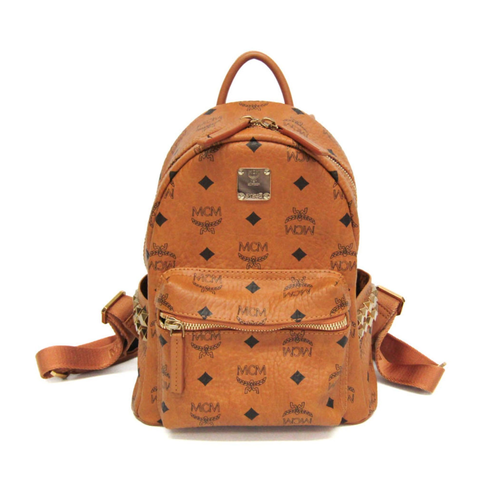 MCM Visetos Mini MMK6SVE41C0001 Women's Coated Canvas Backpack Brown