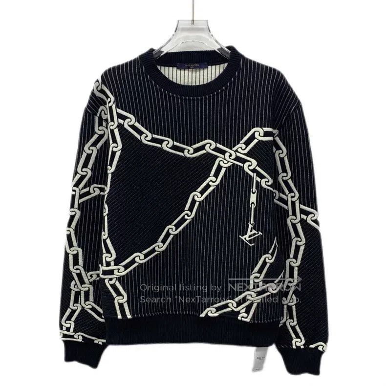 Louis Vuitton Louis Vuitton Black chain-striped cotton crewneck long-sle Size US XS / EU 42 / 0 - 1 Thumbnail
