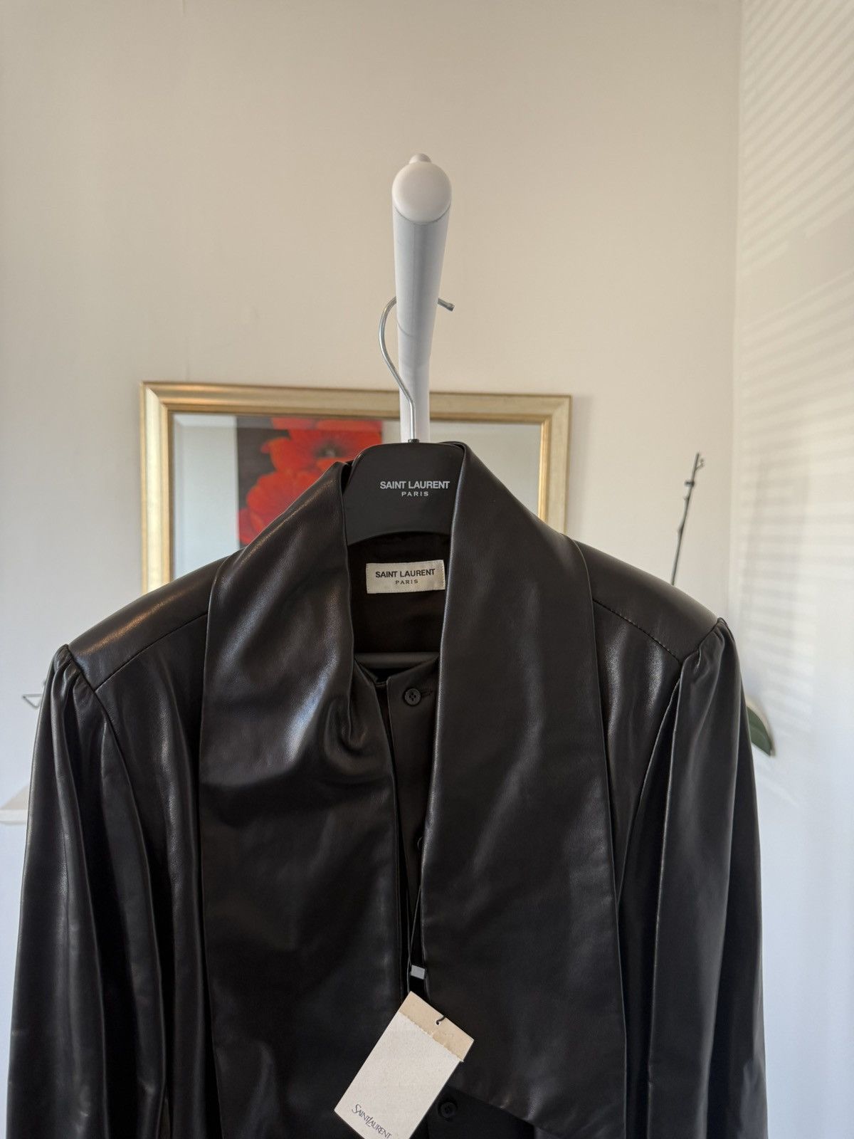 Saint Laurent Paris FW23 Saint Laurent Leather Lavalliere-Neck London Blouse Size US S / EU 44-46 / 1 - 12 Thumbnail