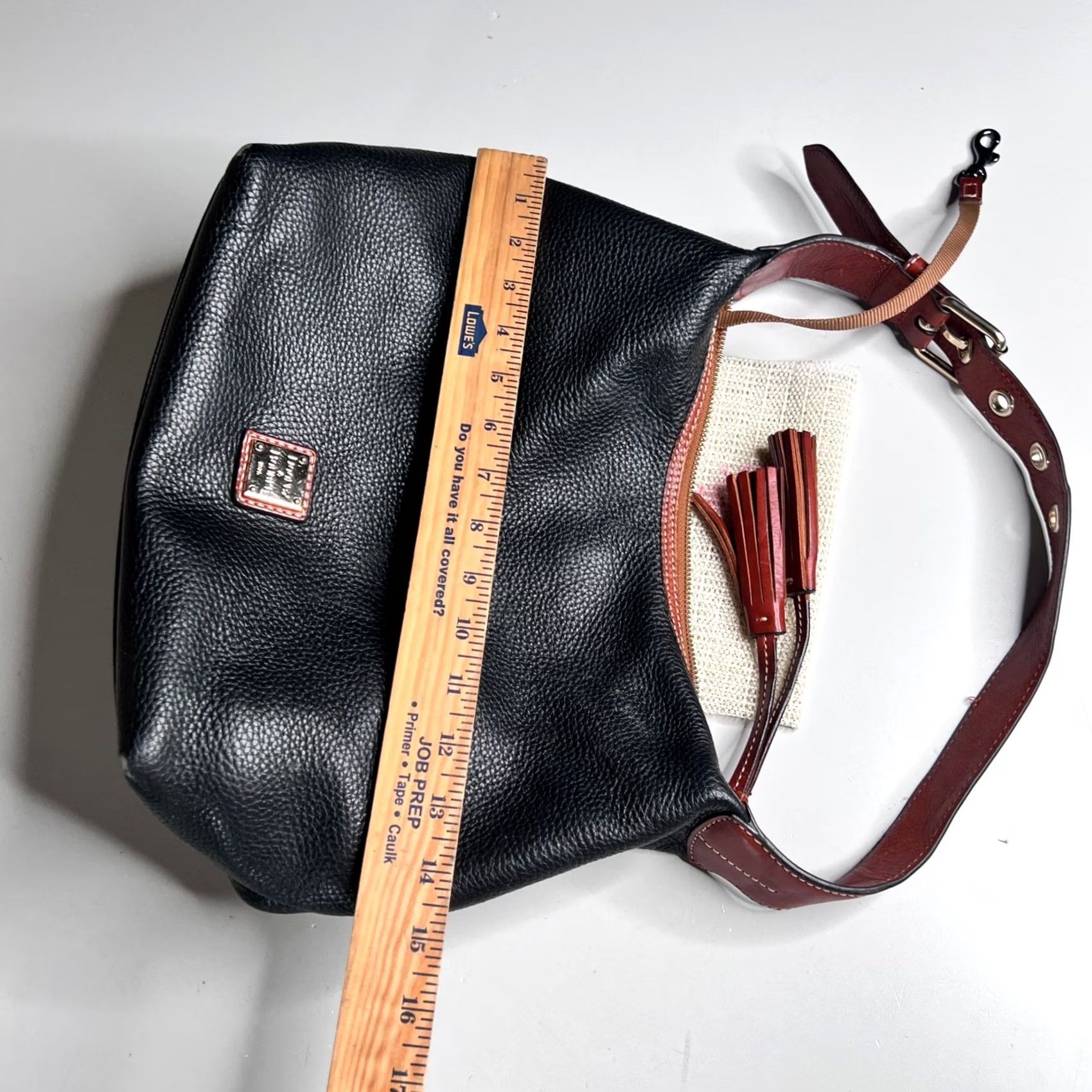 Dooney & Bourke Dooney & Bourke Hobo Shoulder Bag Black Pebbled Leather Tassels Size ONE SIZE - 3 Thumbnail