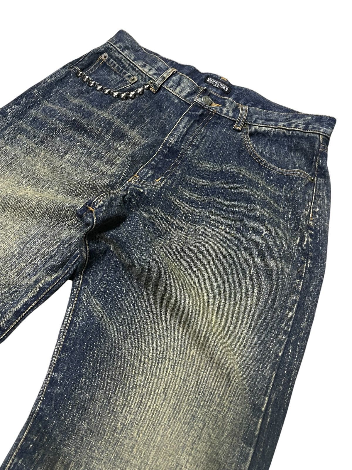 Designer × Japanese Brand Amore Puro Japan Stone Mud Wash Studded Loose Jeans Size US 30 / EU 46 - 8 Thumbnail