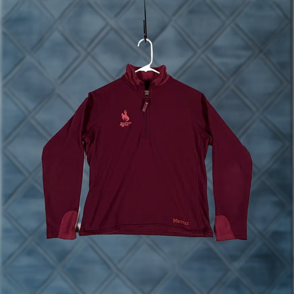 Marmot Marmot 1/4 Zip Fleece Pullover Womens Medium Red Hiking Long Sleeve Jackson Hole Sweater Casual Womens Size M / US 6-8 / IT 42-44 - 1 Thumbnail