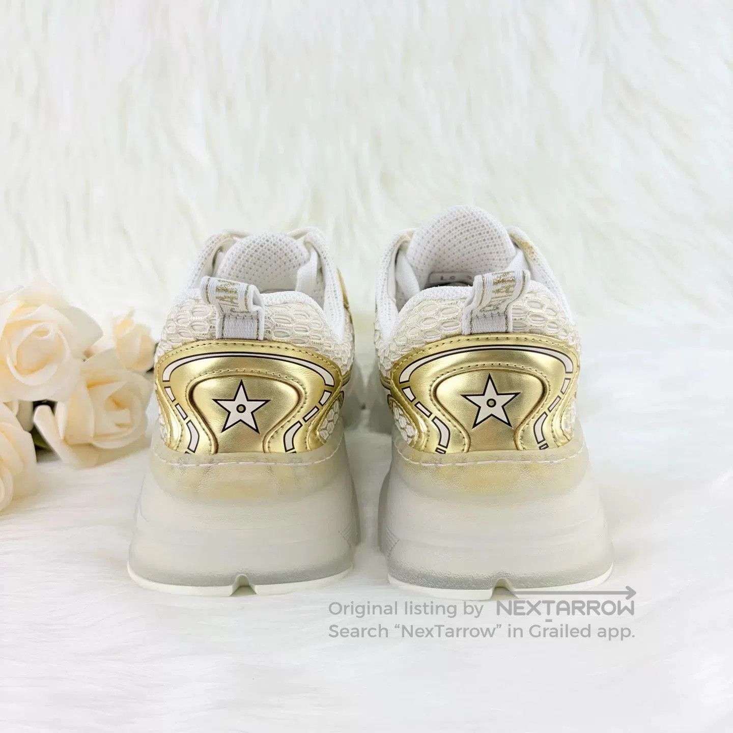 Dior Dior Vibe White Gold Monogram Sneakers. Size US 5 / IT 35 - 3 Thumbnail