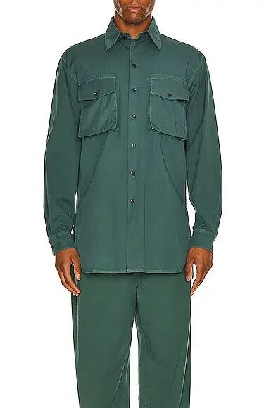 Lemaire o1tko10326 Flap-Pocket Cotton Shirt in Teal Size US XXS / EU 40 - 3 Thumbnail