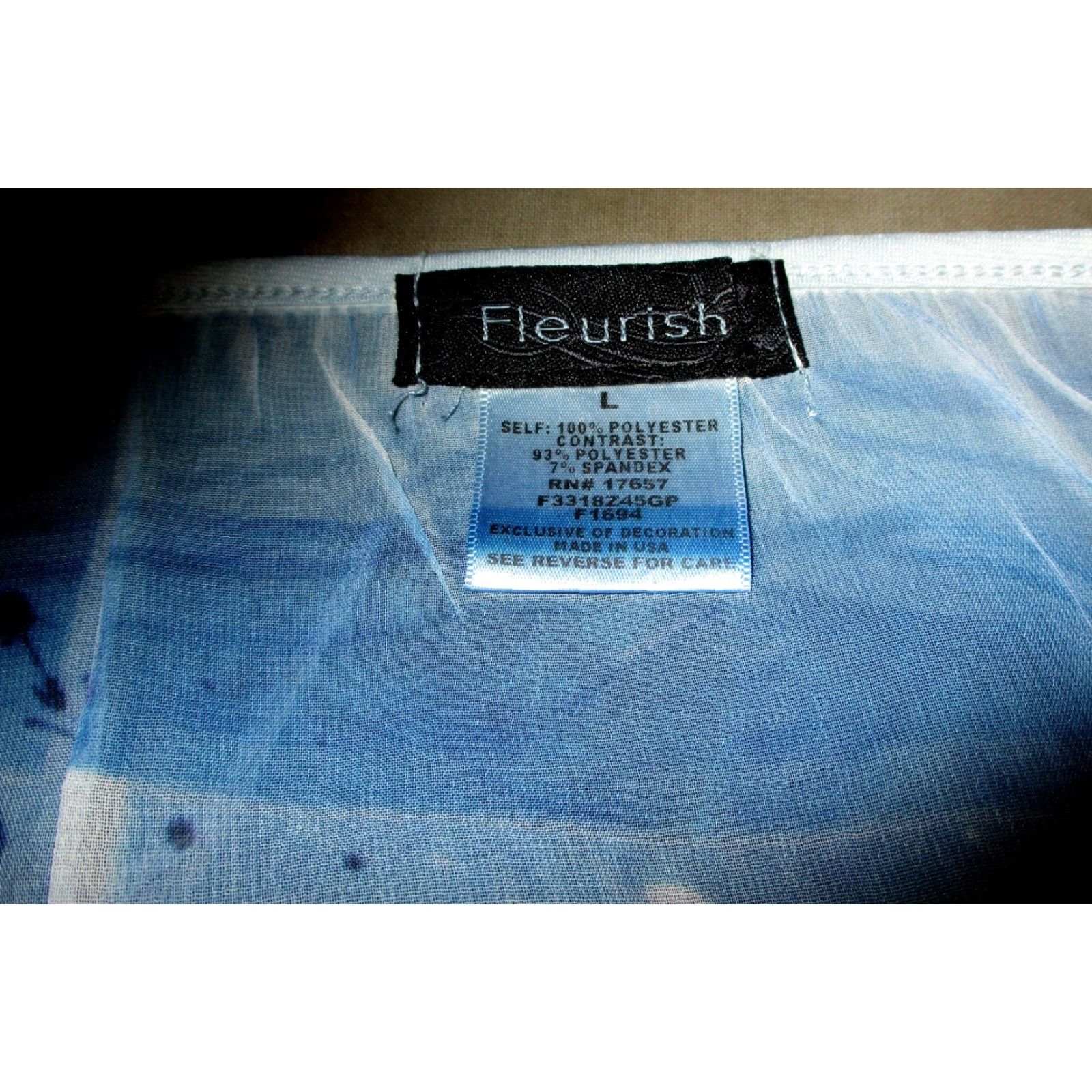 Vintage FLEURISH Blouse Shirt Blue L Womens Short Sleeve Sheer Vintage No NWOT Fashion Geometric Pattern 100% Polyester Body Waist Casual Size L / US 10 / IT 46 - 5 Thumbnail