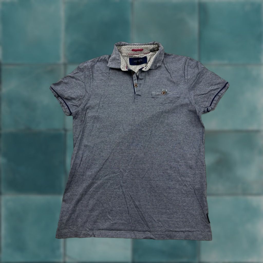Ted Baker Ted Baker Shirt Mens 3 Blue Mini Striped Polo London Short Sleeve Slim Fit Size US S / EU 44-46 / 1 - 1 Thumbnail