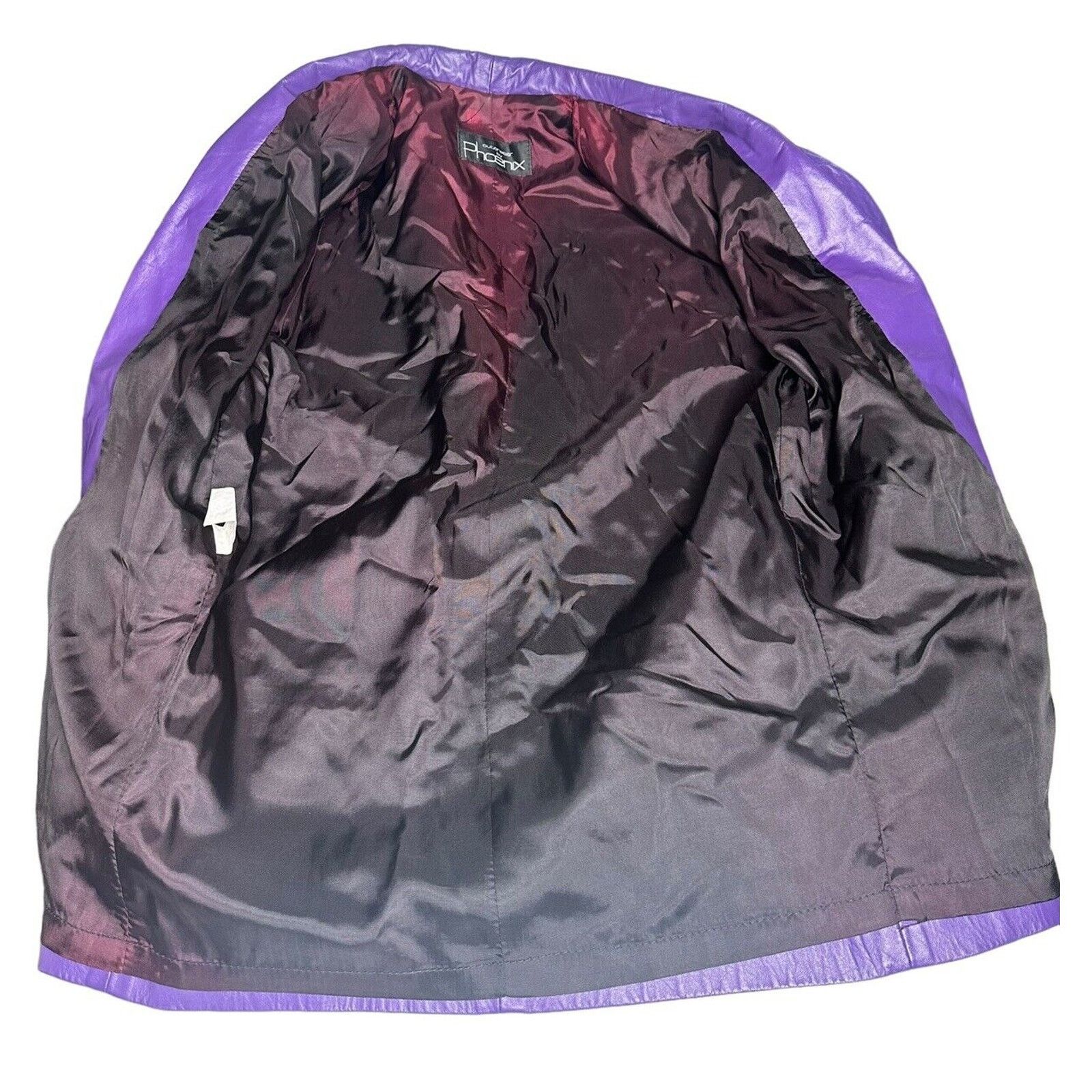 Other Vtg 90s Outerwear by Pheonix Purple Leather Jacket Coat SP Size S / US 4 / IT 40 - 8 Thumbnail