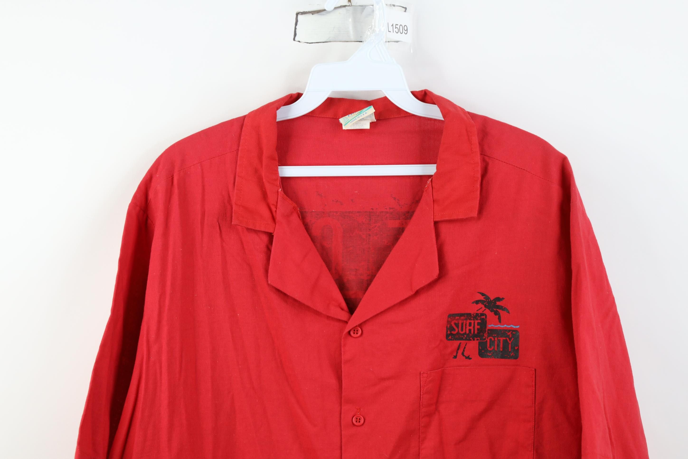 Vintage Vintage 80s 90s Surfing Camp Collar Button Shirt Red USA Size US L / EU 52-54 / 3 - 2 Thumbnail