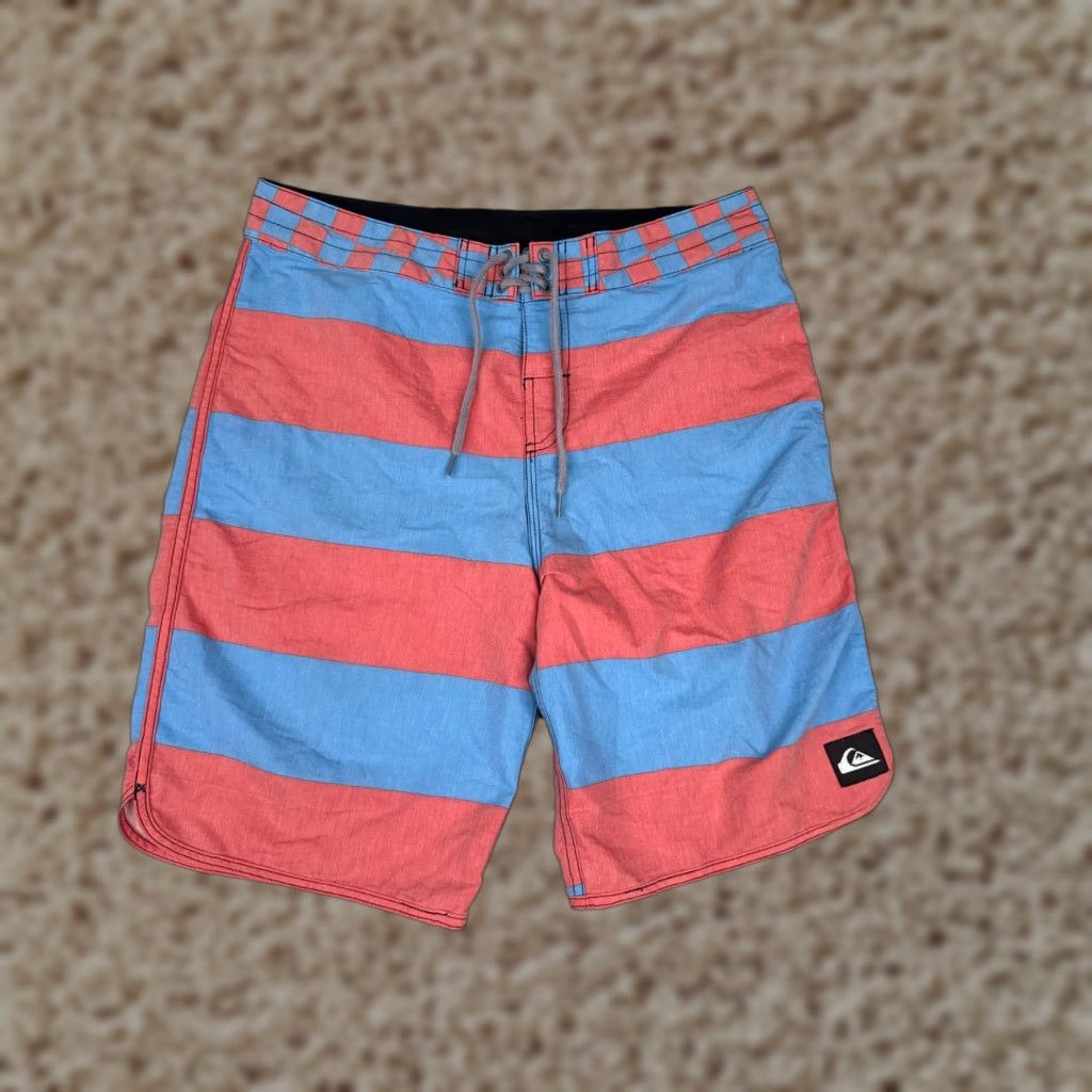 Quiksilver Quiksilver Board Shorts Men’s 36 Blue Red Stripe Checkered 35x10 Trunks Swim Trunks Beach Classic Size US 36 / EU 52 - 1 Thumbnail