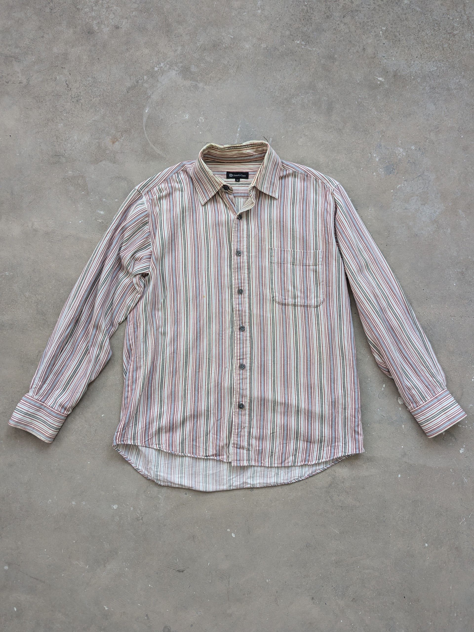 Japanese Brand × Vintage Vintage Graceful Days Shirt Button Up Striped Size US M / EU 48-50 / 2 - 1 Thumbnail