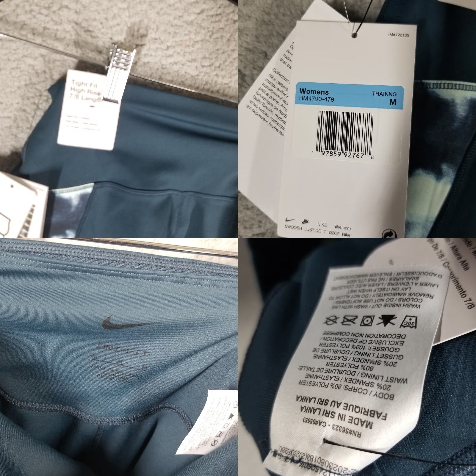 Nike Nike Women's High Rise 7/8 Yoga Leggings Medium Blue Yellow Activewear Compression Size 32" / US 10 / IT 46 - 8 Thumbnail