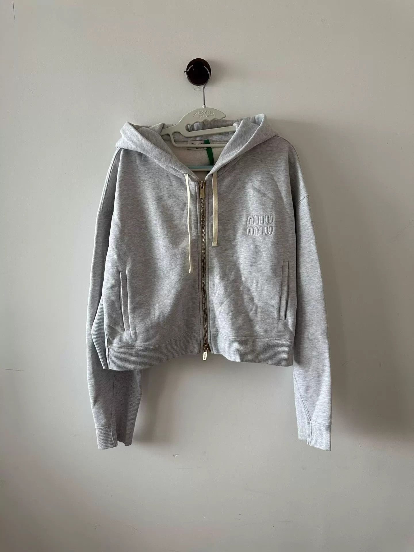 Miu Miu MIU MIU Gray Zip Hoodie Size S 99 New Size S / US 4 / IT 40 - 1 Thumbnail